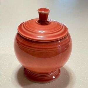 Fiesta Persimmon Orange Footed Sugar Bowl with Lid Vintage Homer Laughlin